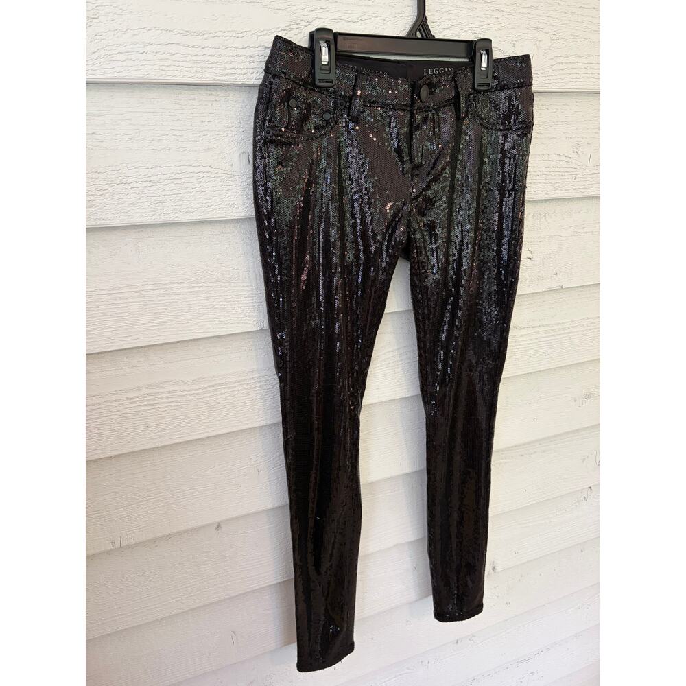 The Limited Sequin Mid Rise Legging Jeans Black Size 6 - Picture 3 of 6